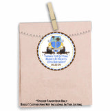 Blue mudding birthday sticker for treat bags
