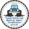 Blue mudding monster truck birthday sticker