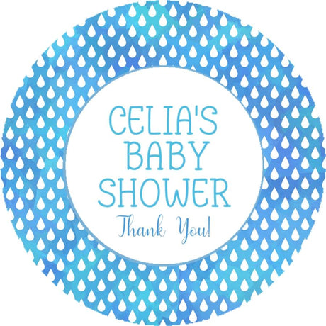 Blue ombre raindrop baby shower sticker design