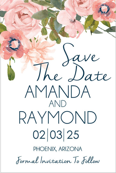Blush And Navy Wedding Save The Date Cards