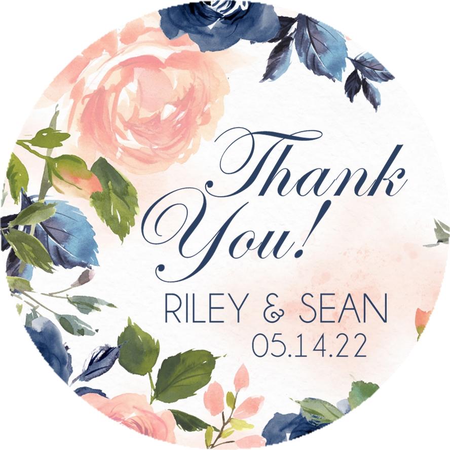 Blush & Navy Wedding Stickers Or Favor Tags — Party Beautifully