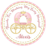 Blush pink carriage party favor label for girls