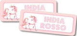 Blush pink unicorn back to school name labels