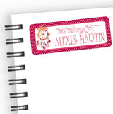 Bohemian dreamcatcher school supply label with floral details