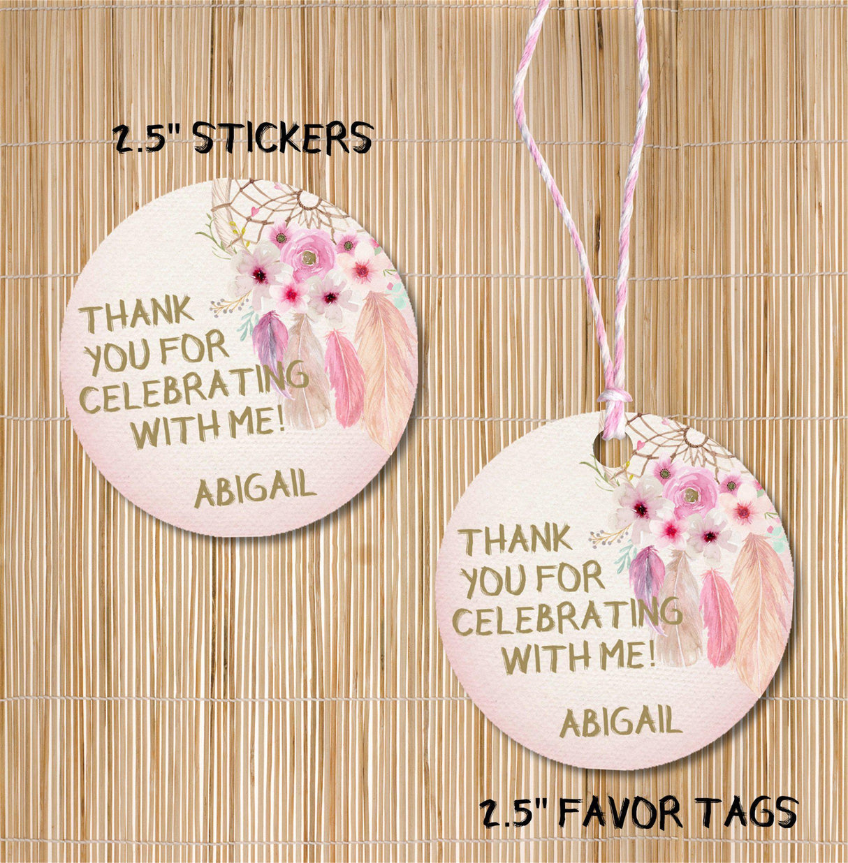 Boho Dreamcatcher Stickers Or Favor Tags