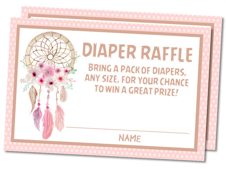 Boho Baby Shower Diaper Raffle Tickets Printable PDF Download