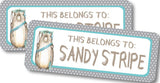 Boho beaver back to school name label with neutral and teal tones