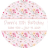 Boho birthday party label with soft pastel florals