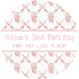 Boho floral party favor label in soft pinks