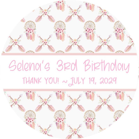 Boho floral party favor label in soft pinks
