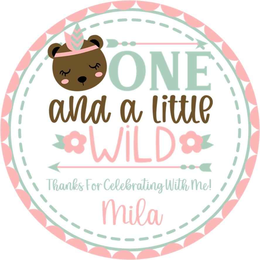Boho pastel first birthday favor label