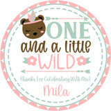 Boho pastel first birthday favor label