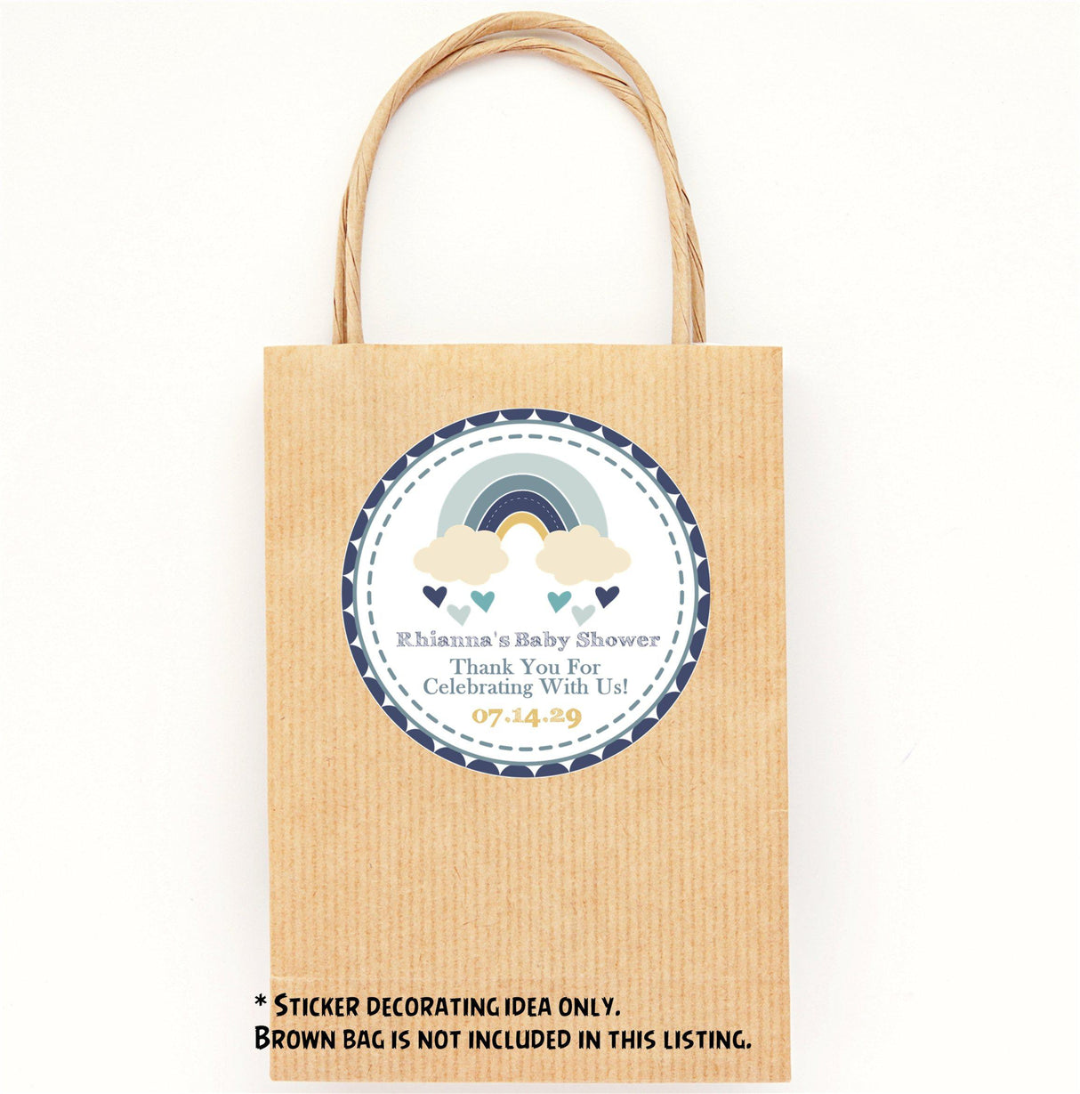 Boho rainbow boy baby shower favor label