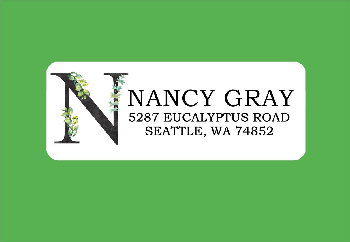 Botanical monogram return address label design