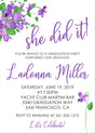 Botanical purple flowers girls graduation invitation