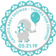 Boy baby shower favor stickers – teal elephant theme
