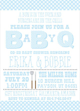 pastel blue boys baby q invitations picnic cookout theme
