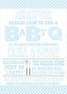 pastel blue boys baby q invitations picnic cookout theme