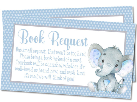 Boys Blue Elephant Book Request Cards