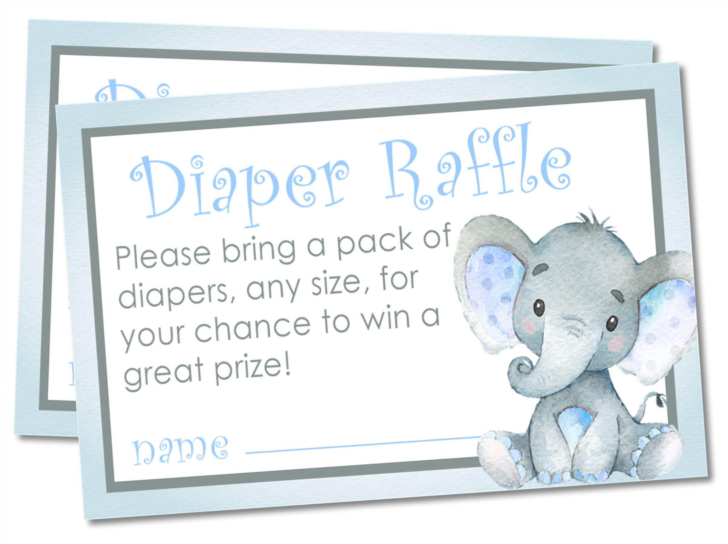 Boys Blue Elephant Diaper Raffle Tickets