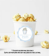 Boys Blue Popcorn Baby Shower Stickers