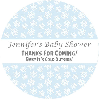 Boys Blue Snowflake Baby Shower Stickers Or Favor Tags
