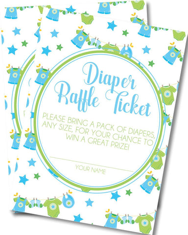 Boys Clothesline Diaper Raffle Tickets