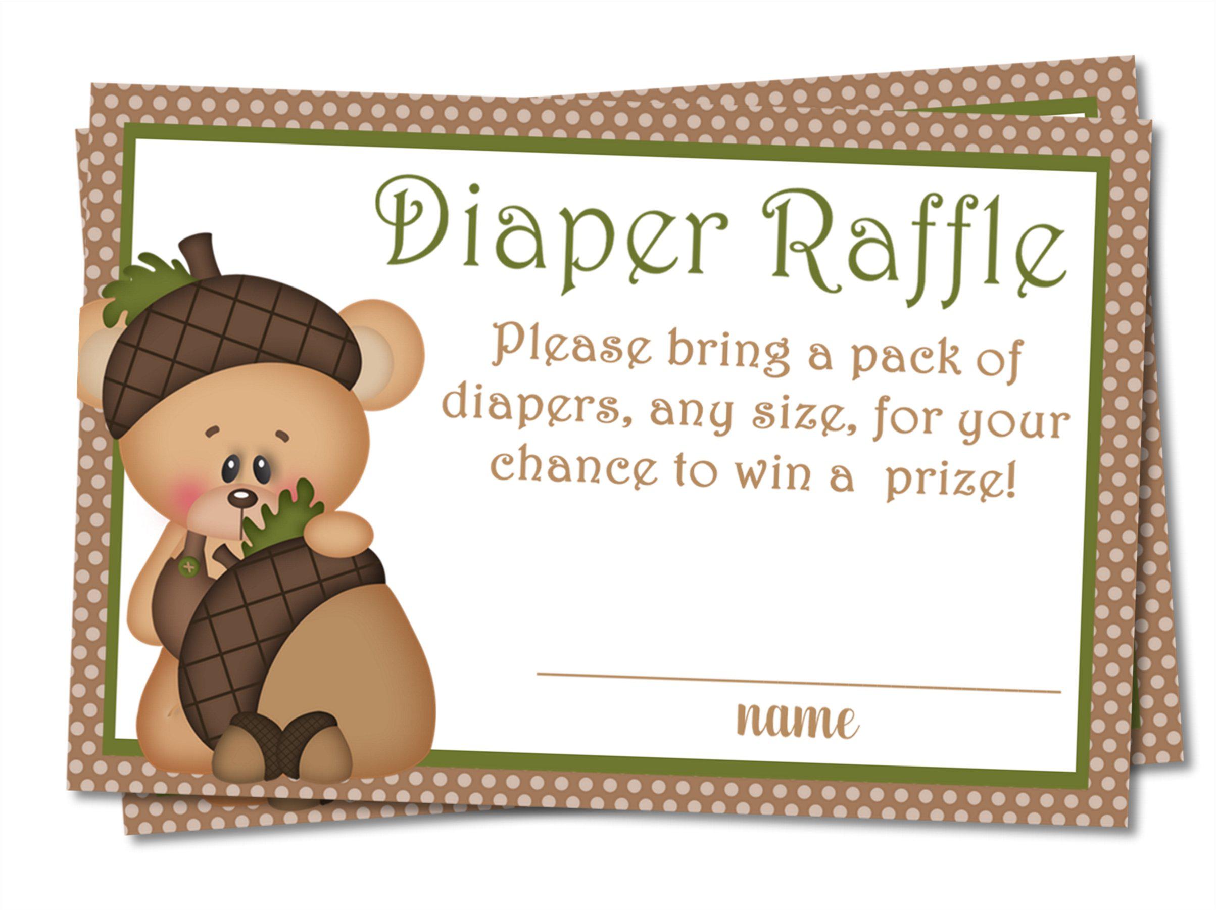 Boys Fall Teddy Bear Diaper Raffle Tickets