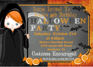 Boys Halloween Birthday Party Invitations