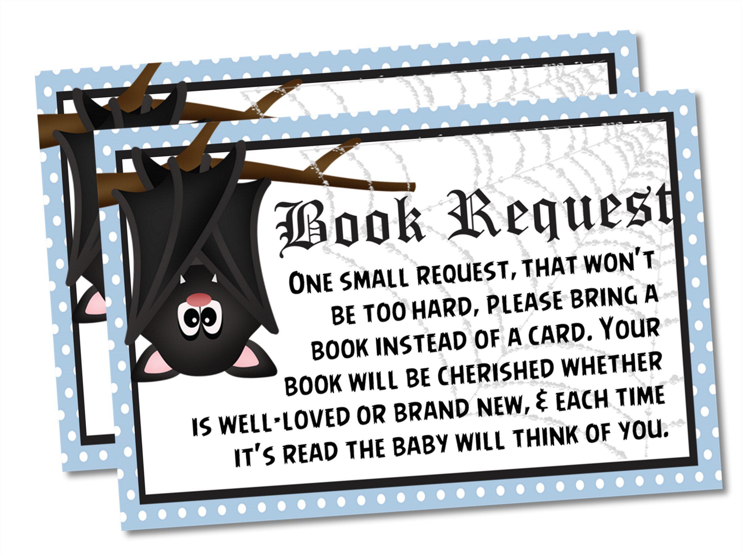 Boys Halloween Book Request Cards