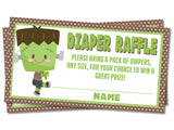 Boys Halloween Frankenstein Diaper Raffle Tickets