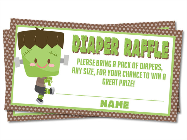 Boys Halloween Frankenstein Diaper Raffle Tickets