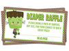 Boys Halloween Frankenstein Diaper Raffle Tickets