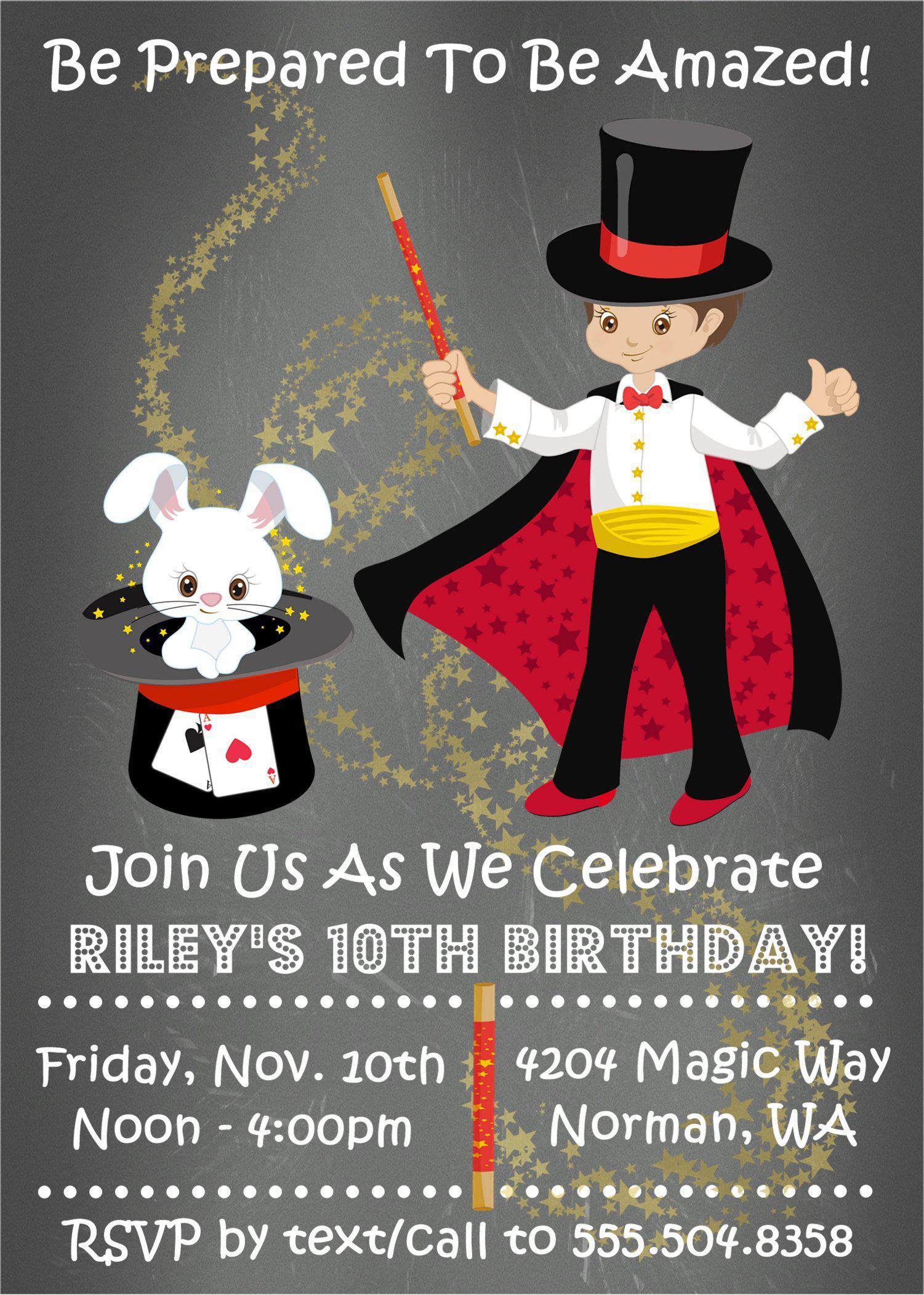 Boys Magic Birthday Party Invitations