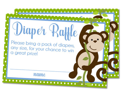 Boys Monkey Diaper Raffle Tickets — Party Beautifully
