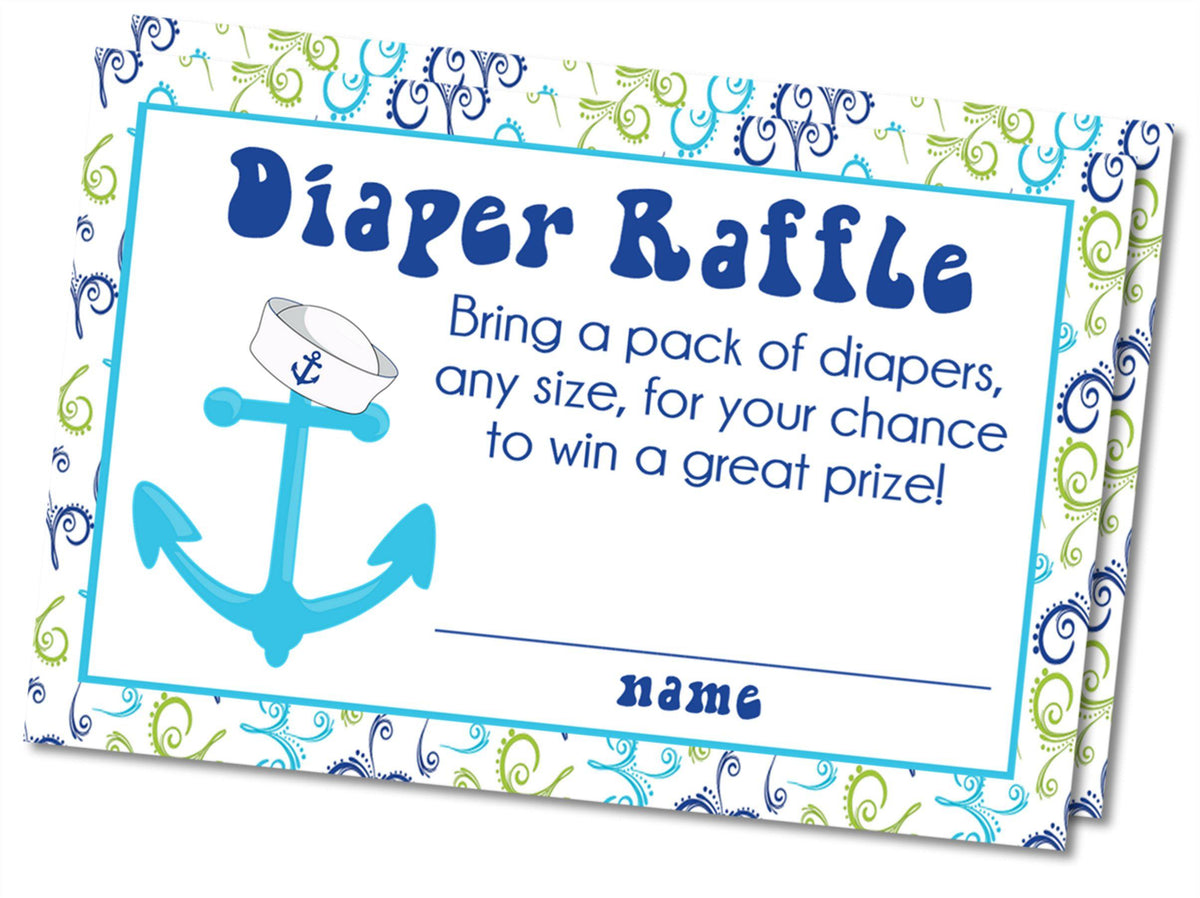 Boys Nautical Anchor Diaper Raffle Tickets — Party Beautifully