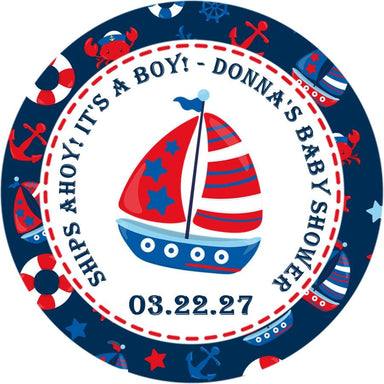 Boys Nautical Sailboat Baby Shower Stickers Or Favor Tags