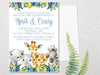 Boys Safari Animals Baby Shower Invitations