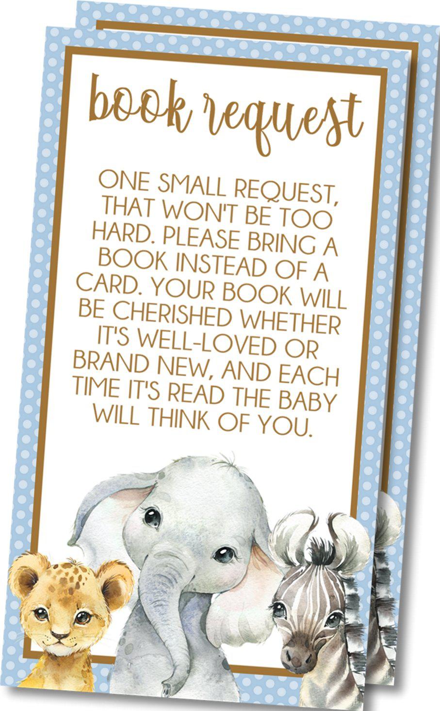 Boys Safari Animals Book Request Cards