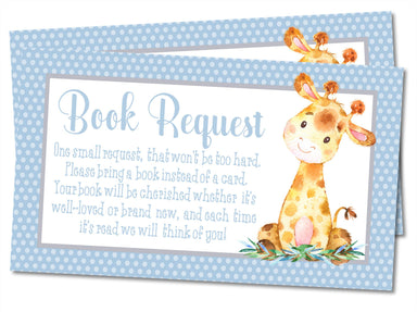 Boys Safari Giraffe Book Request Cards