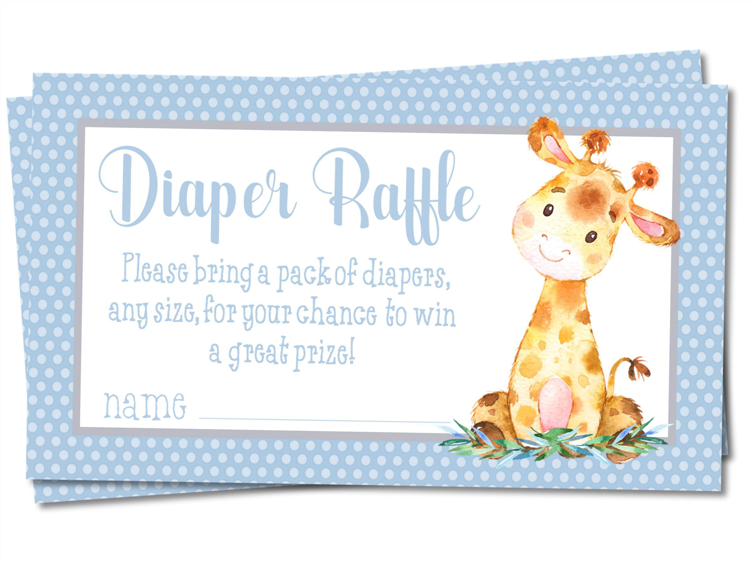 Boys Safari Giraffe Diaper Raffle Tickets