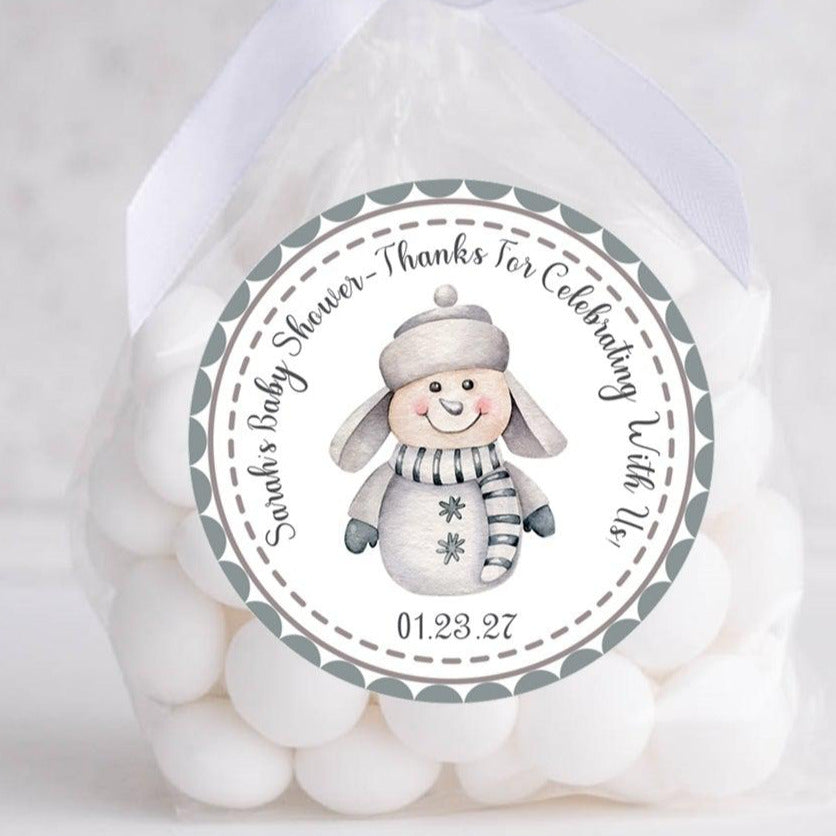 Boys Snowman Baby Shower Stickers