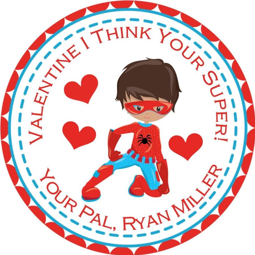 Boys Superhero Valentine's Day Stickers