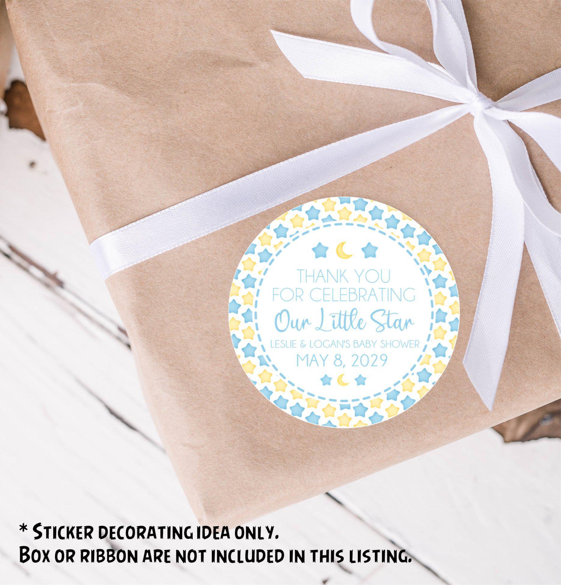 Boys Twinkle Little Star Baby Shower Stickers Or Favor Tags