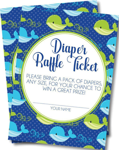 Boys Whale Diaper Raffle Tickets