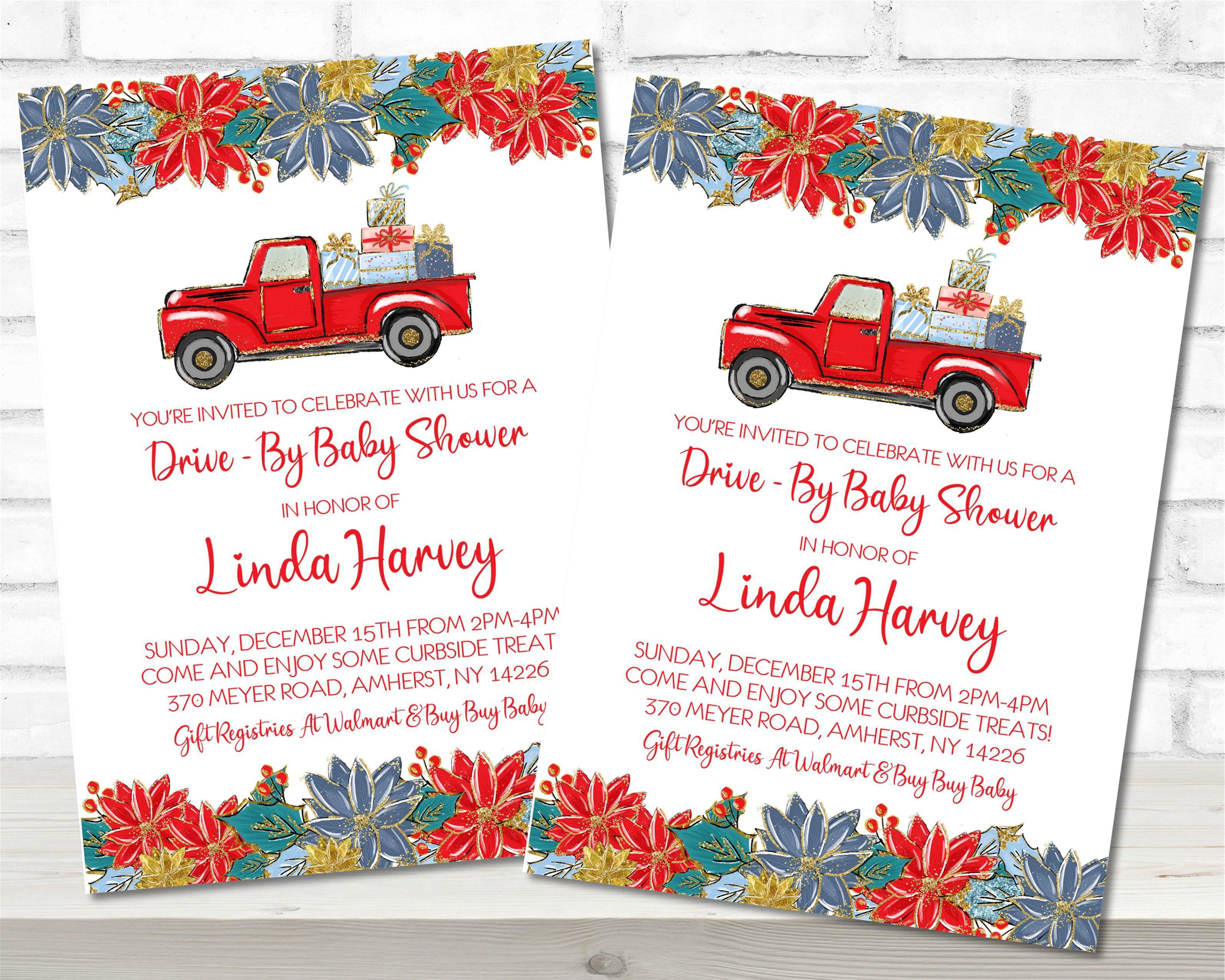 Boys Winter Drive By Baby Shower Invitations