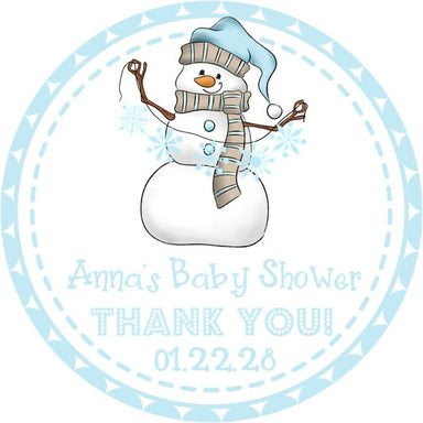 Boys Winter Snowman Baby Shower Stickers Or Favor Tags