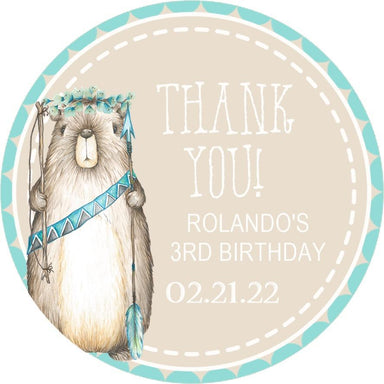 Boys Woodland Beaver Birthday Party Stickers Or Favor Tags