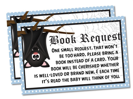 Boys Halloween Bat Baby Shower Book Request Instant PDF