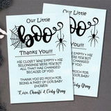 Boys blue halloween baby shower thank you cards